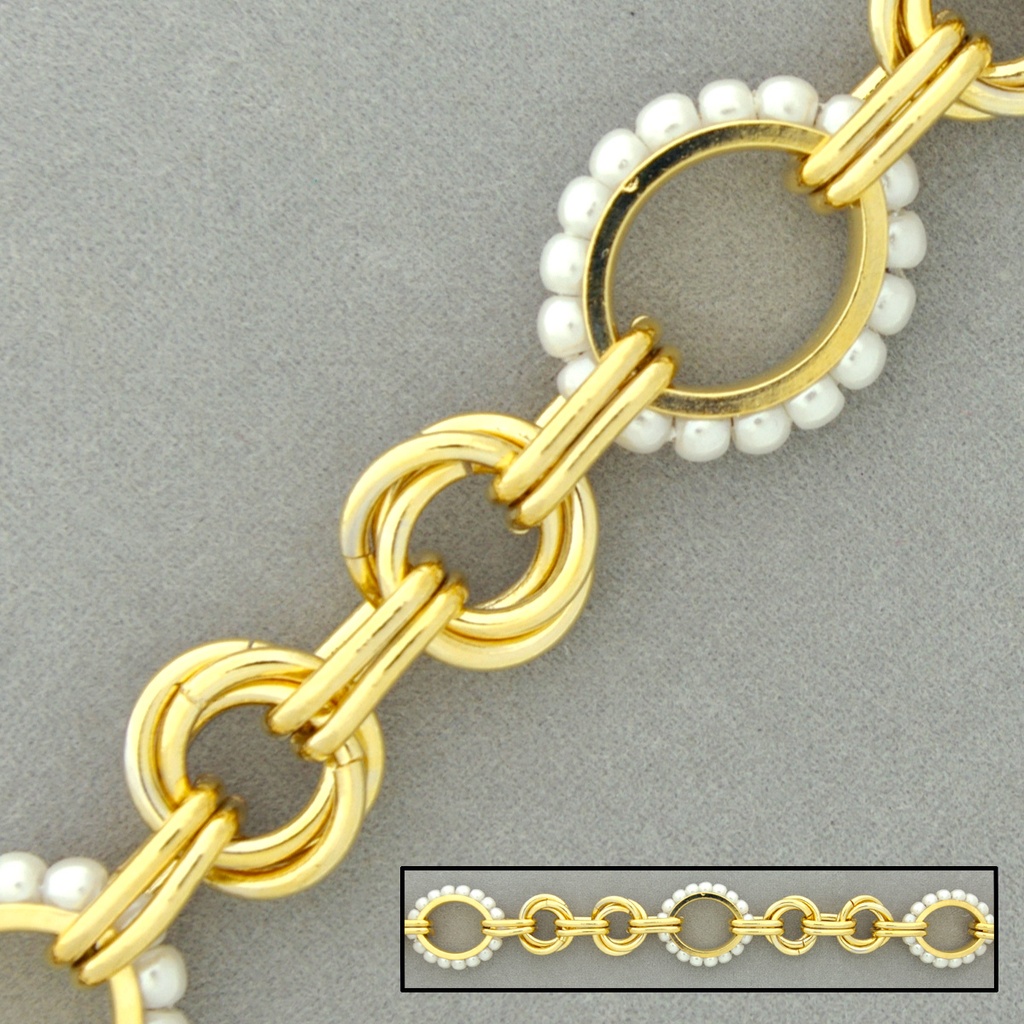 Cadena de latón con perla ancho 16mm