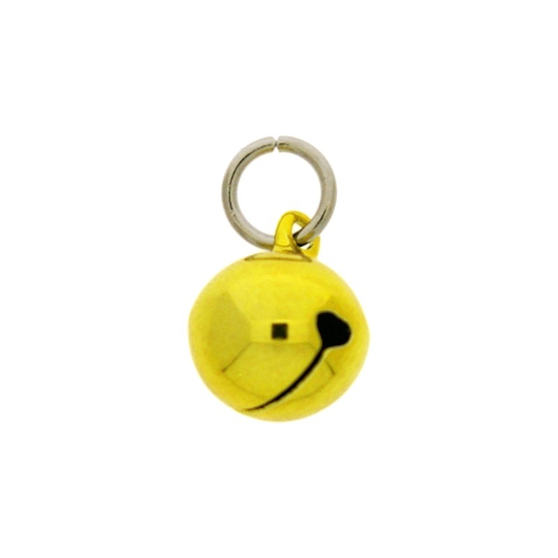[123331498] Grelot Ø 14mm couleur jaune monté avec un anneau rond Ø9x fil Ø1,4mm