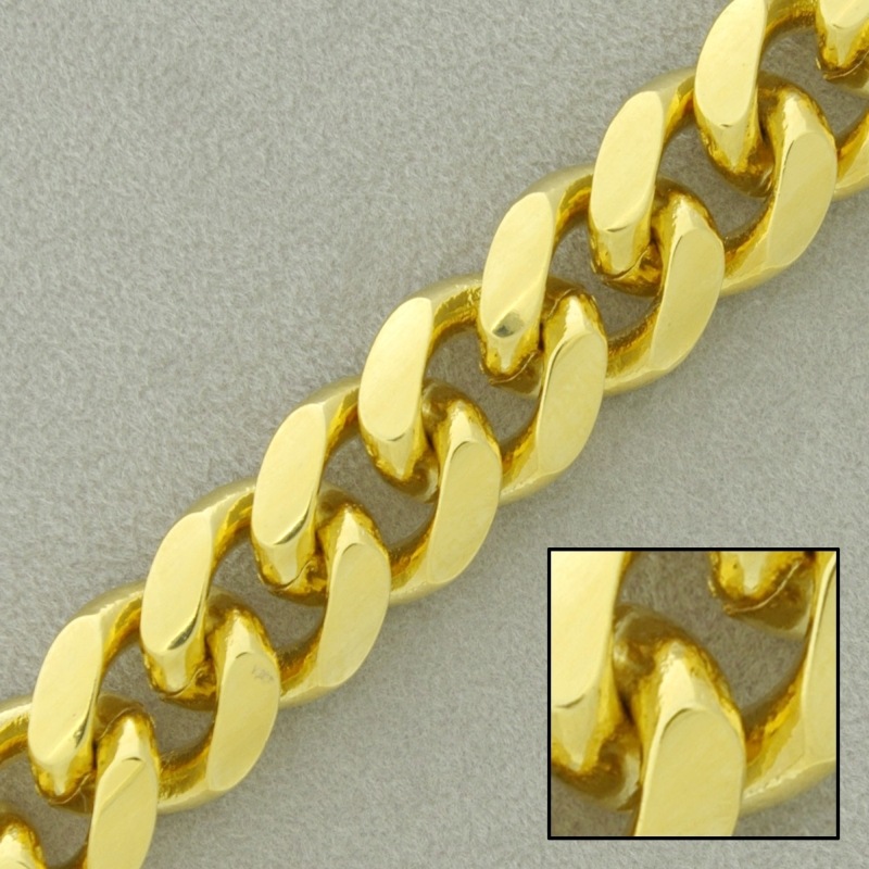 Flat curb brass chain width 13,1mm