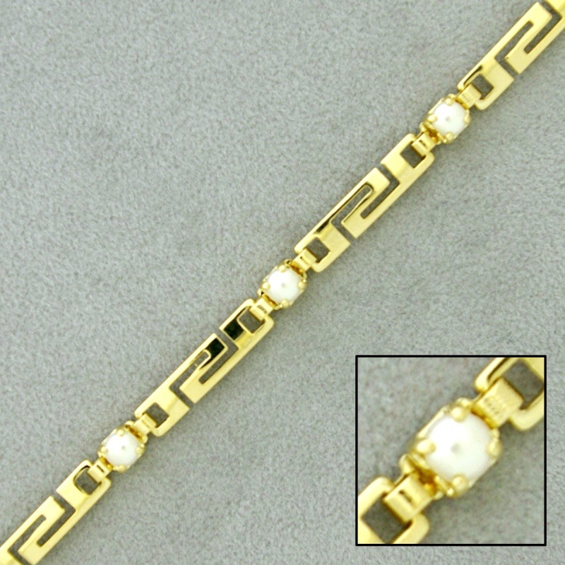 Cadena de latón con perla ancho 4mm