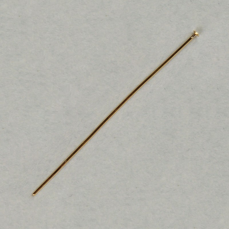 Brass headpin 62mm. Wire Ø 0,6mm. Flat head Ø 1,75mm.