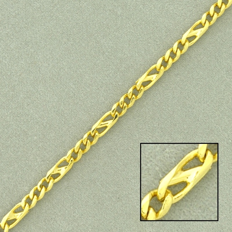 Flat figaro brass chain width 3,1mm