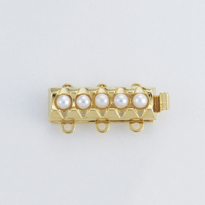 [232740300] Cierre de collar 22x10mm 3 vias con perlas