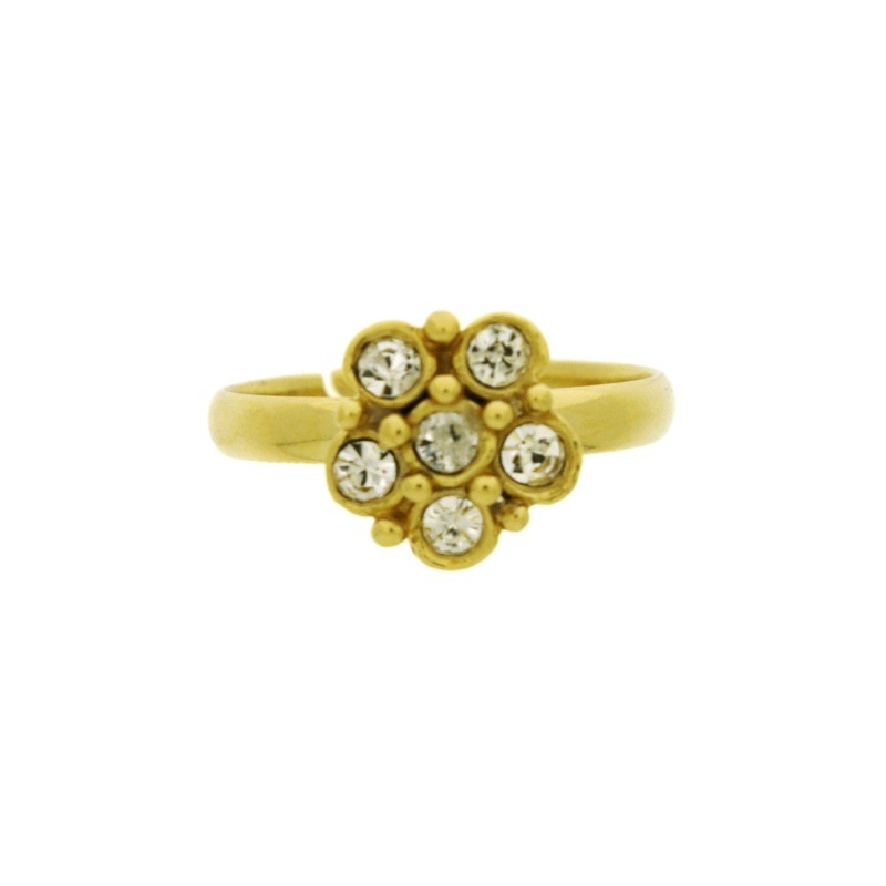[117810600] Bague réglable avec ornement Ø10,5mm avec 6 strass PP18