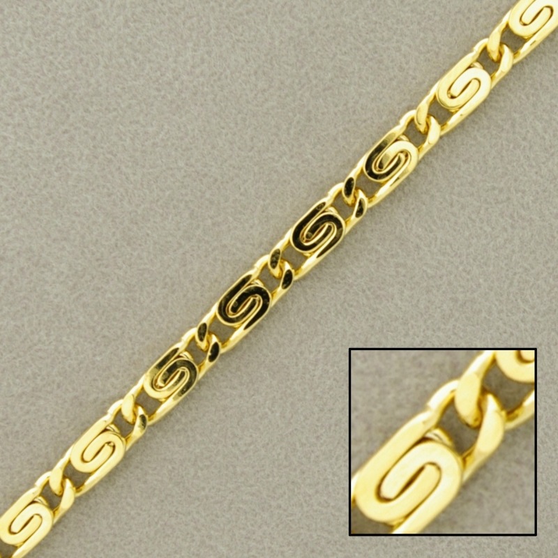 [925680000] Chaîne escargot en laiton laminée à 4 faces largeur 4mm