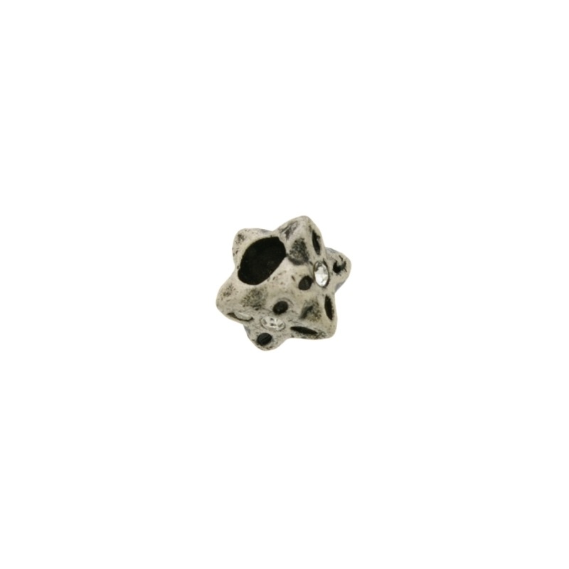 [126490600] Intercalaire cube 9x8mm avec strass. Trou Ø 5mm.