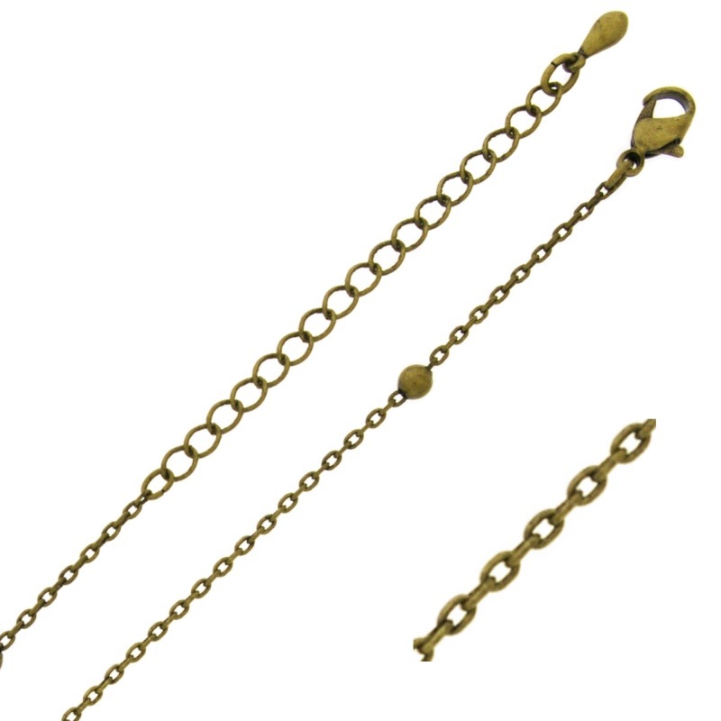 [541120000] Gargantilla longitud 46cms regulable. Cadena de latón ancho 0,9mm. Bola Ø 3,2mm.