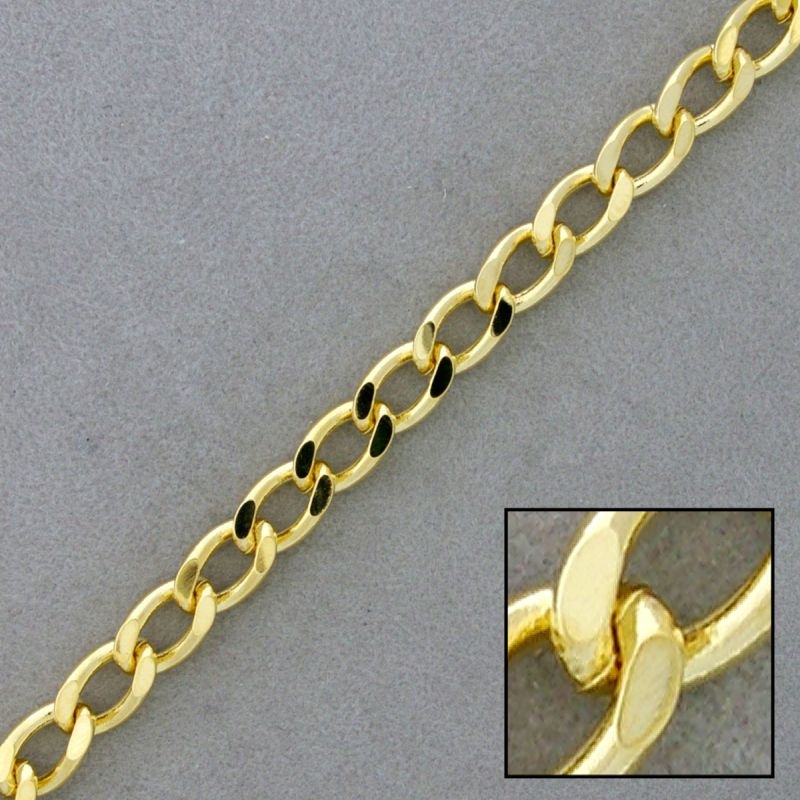 Flat curb brass chain width 6,2mm