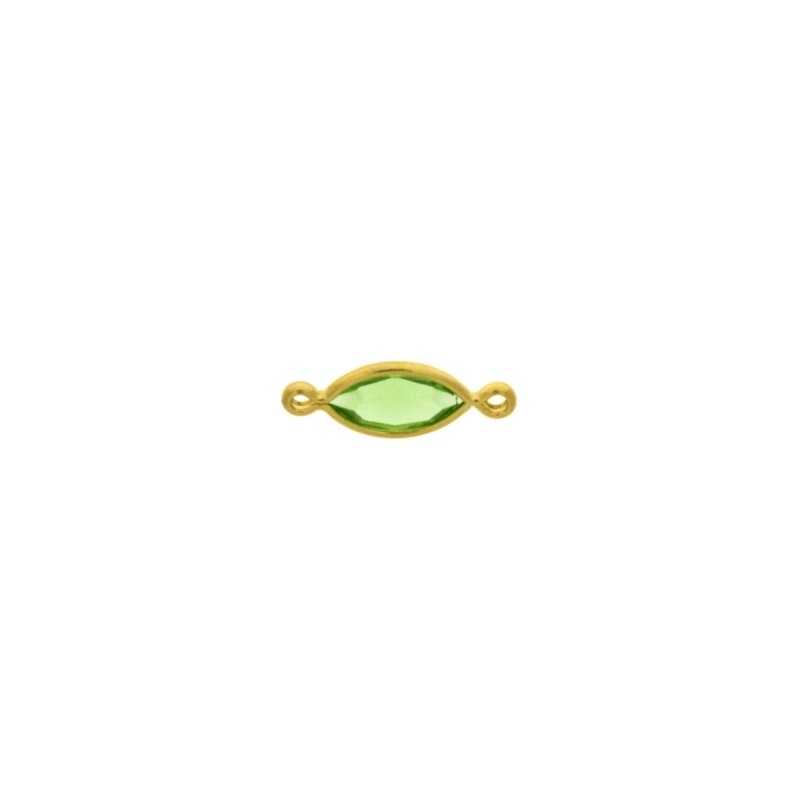 Entrepieza con strass navette 10x5mm color peridot