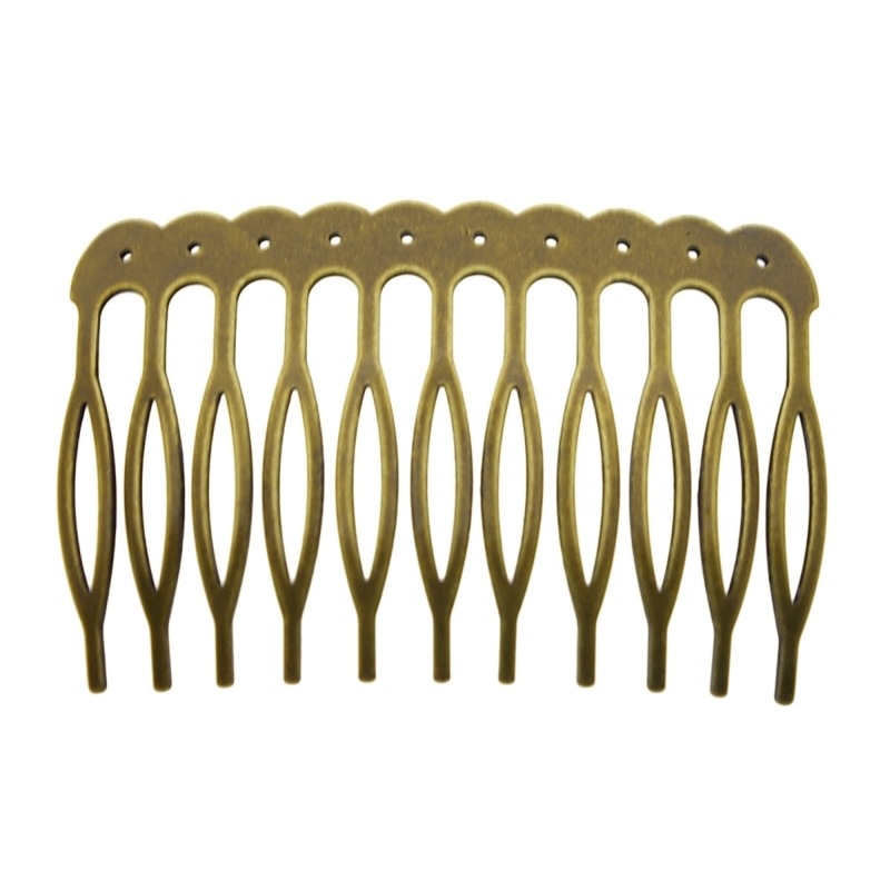 [810381100] Metallic drilled hair comb 60x39mm (11 spikes)