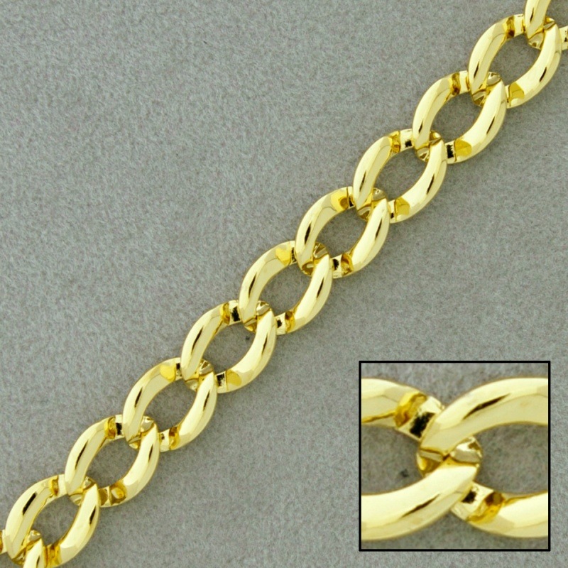 [523480000] Brass chain width 7mm. Brass sheet link.