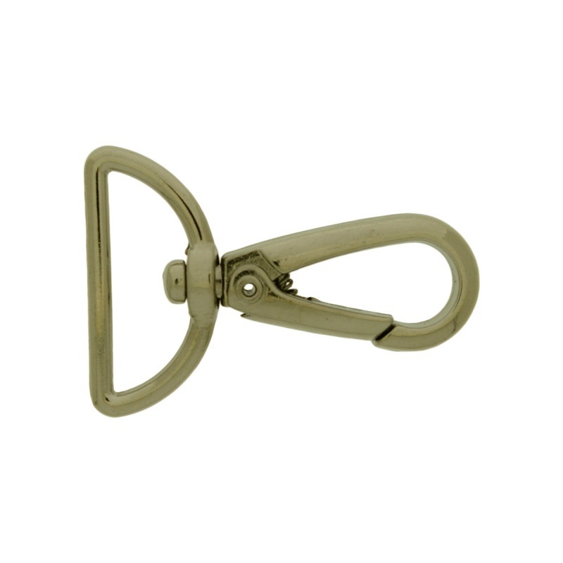 [640532500] Nickel plated zamak lobster clasp for bag with gap width 25mm to ribbon.