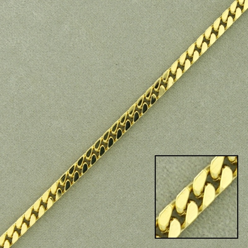 [527960000] Chaîne en laiton gourmette diamantée 4 faces.  Largeur 2,8mm