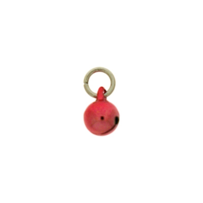 Jingle bell Ø 8mm red colour with round jump ring Ø7x wire Ø1,2mm assembled.