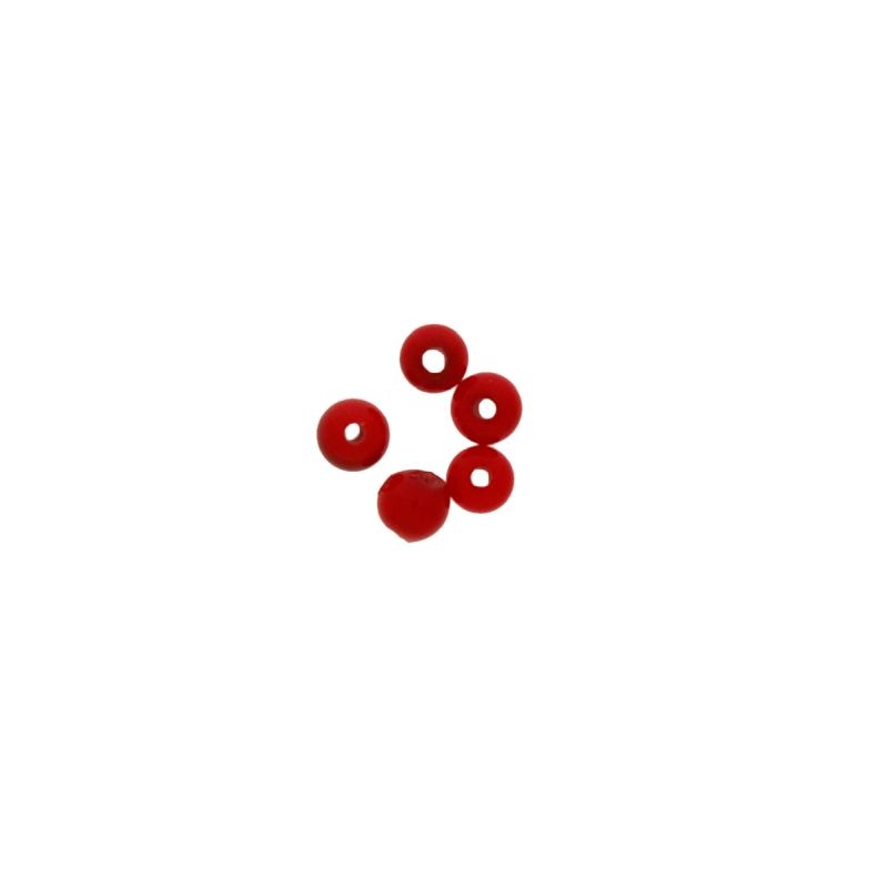 Boule de verre Ø3mm couleur rouge. Avec trou passant.