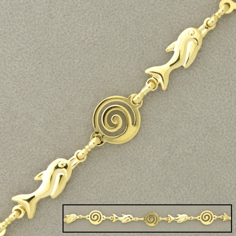 [922231000] Chaîne en laiton poisson et spirale largeur 10mm