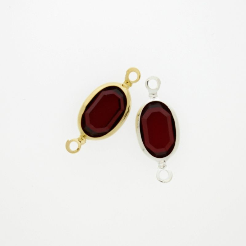 Oval strass 8x12mm ruby colour. Length 21mm