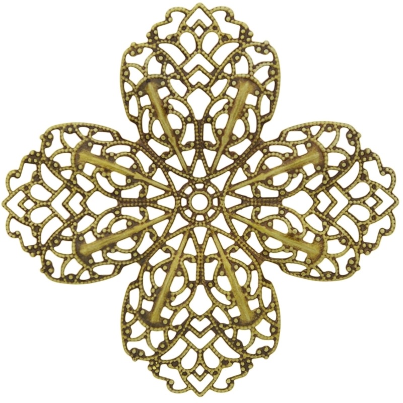 flower filigree metal component 66x66mm