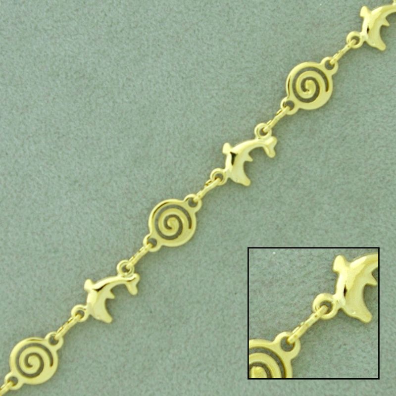 [929640000] Cadena de latón pez y espiral ancho 7mm