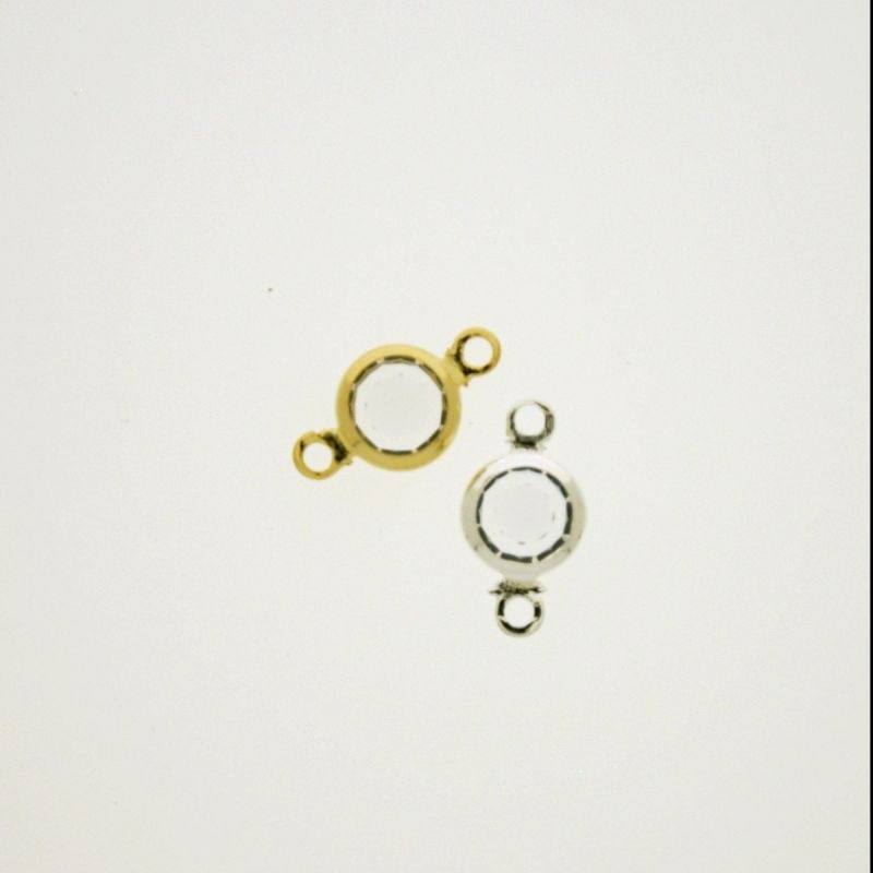 [750180600] Entrepieza con strass redondo diam. 6mm color cristal. Longitud 13mm