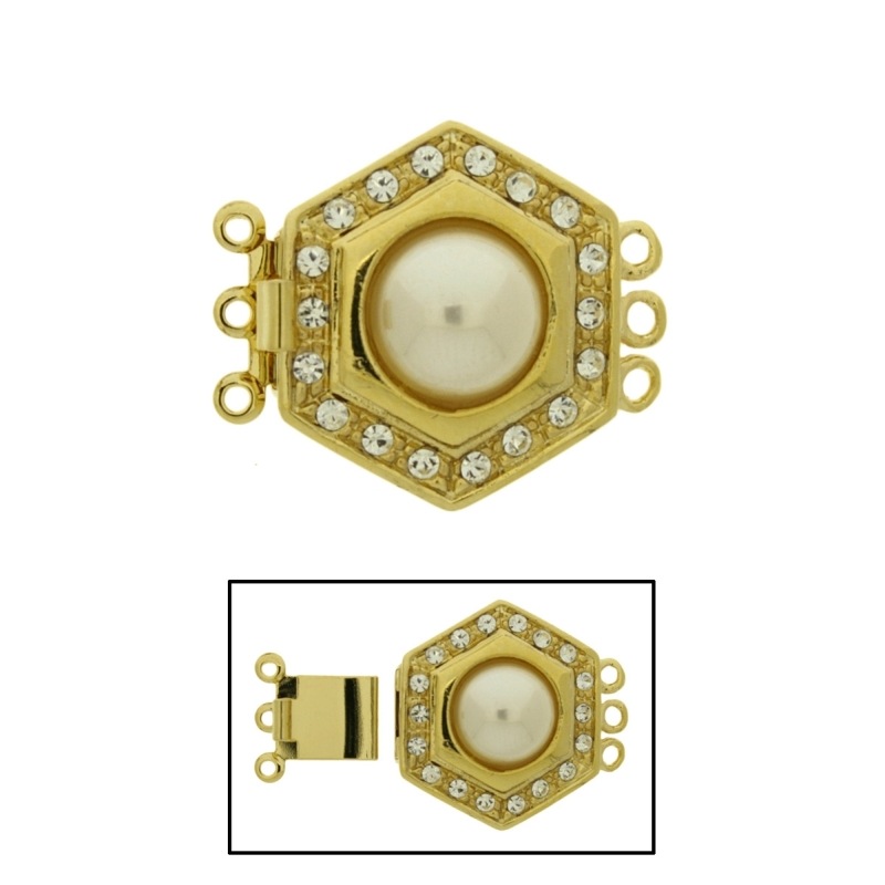 Cierre collar 27x23mm 3 vías con perla y símiles