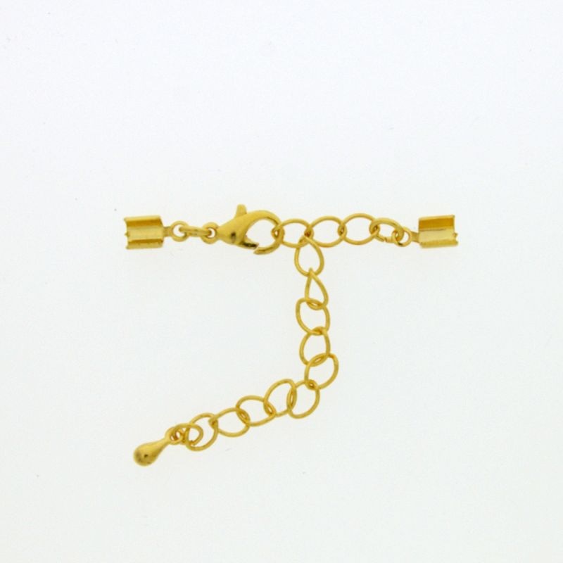 Set fermoir mousqueton 10mm + 2 embouts pour cordon de Ø 2mm + chainette d'extension