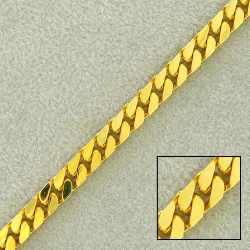 Chaîne en laiton gourmette diamantée 4 faces.  Largeur 5mm