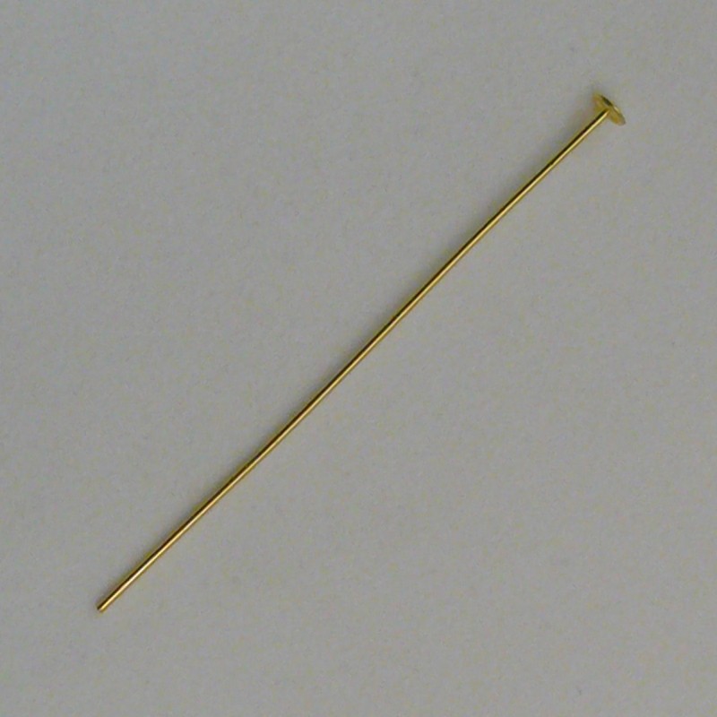 [119146000] Tige en laiton longueur 60mm à tête plate. Fil Ø 0,8mm. Tête plate Ø 3,7mm.