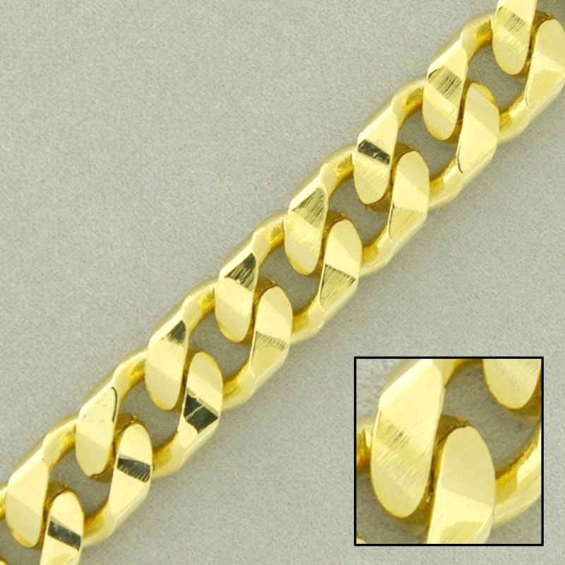 Flat curb brass chain width 10mm