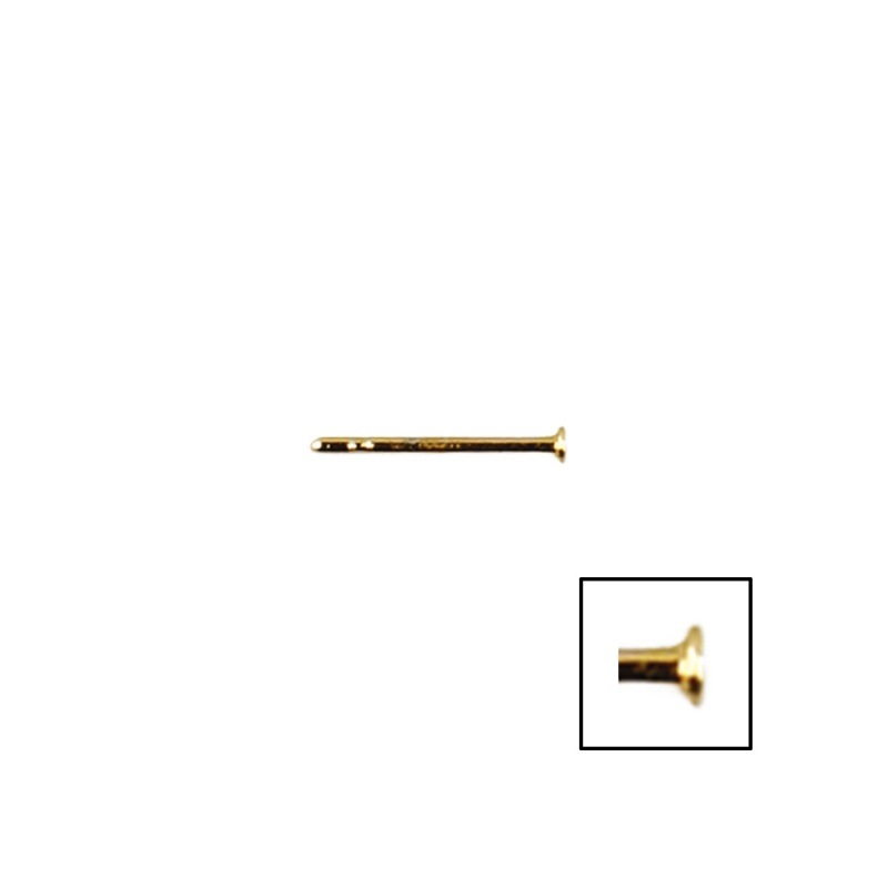 [110941200] Brass earring post 0,9x12mm with Ø 1,5mm flat