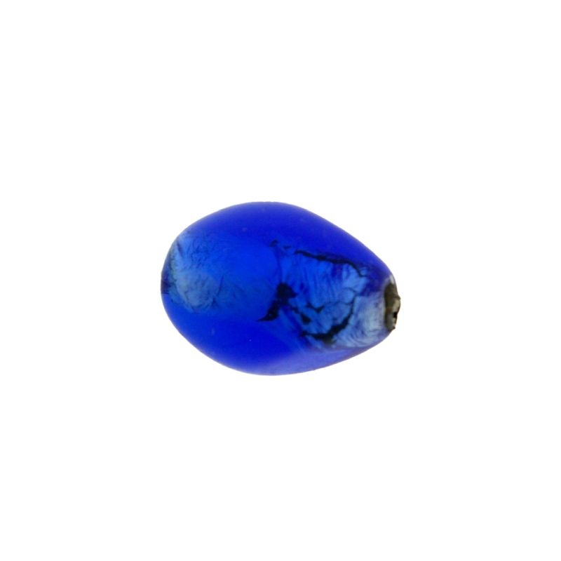 Oval shape glass bead 18x12mm sapphire colour. With two holes.
