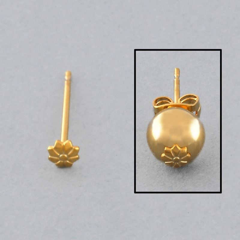 [111740000] Clou d'oreille fleur Ø3,8mm pour perles 6 - 8mm