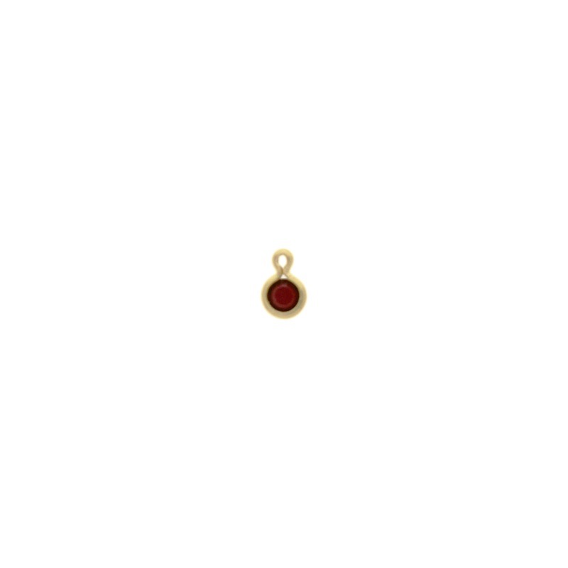 Monture strass ronde Ø4mm avec anneau. Couleur Siam.