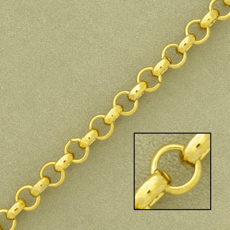 [524370000] Chaîne en laiton belcher largeur 5,7mm. Maillons soudés pour une meilleure résistance.