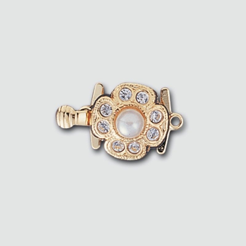 [232300000] Fermoir de collier 11x18mm avec strass crystal et perle Ø 4mm