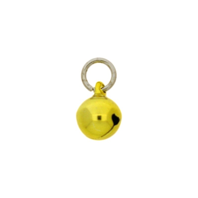 Jingle bell Ø 10mm yellow colour with round jump ring Ø8x wire Ø1,2mm assembled.