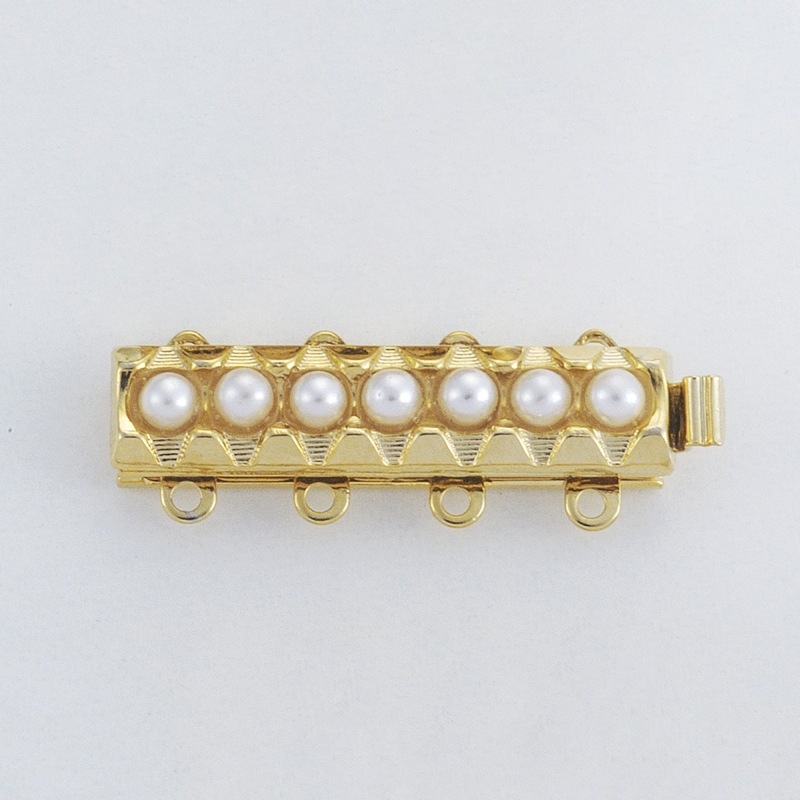Fermoir de collier 4 rangs 28x10mm avec perles