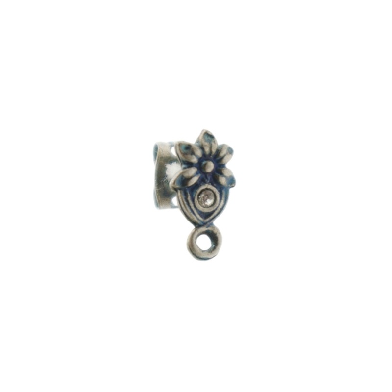 [919840000] Clou d'oreille fleur 12x7mm pour strass PP8 avec anneau