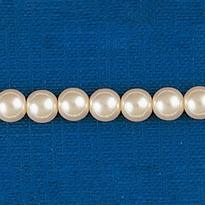 [435370600] Round crystal pearl Ø 6mm 2 holes. Cream colour.