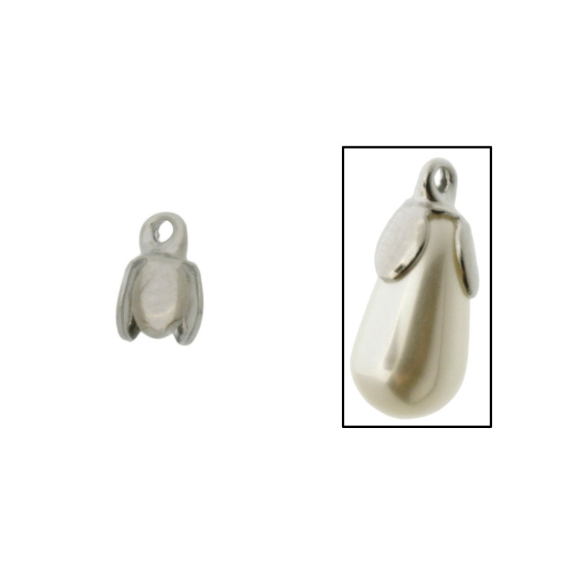 Coquille pétales 8x5mm avec anneau Ø1,5mm fermé pour perle larme