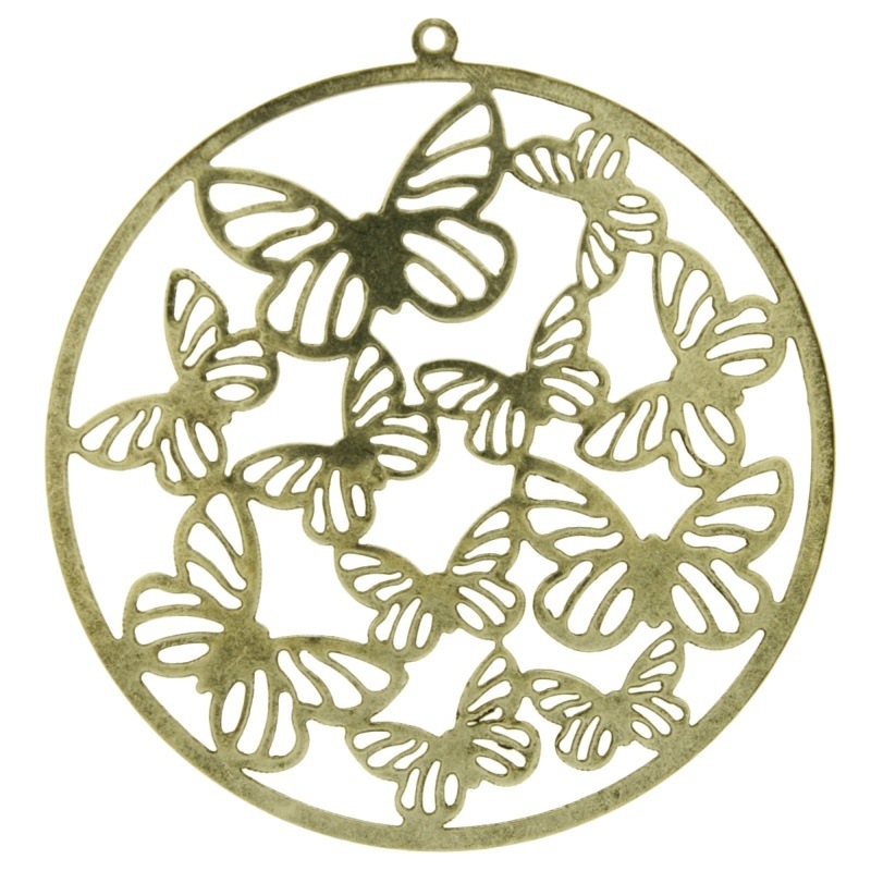 [121400000] Butterflies round metal component Ø 56mm