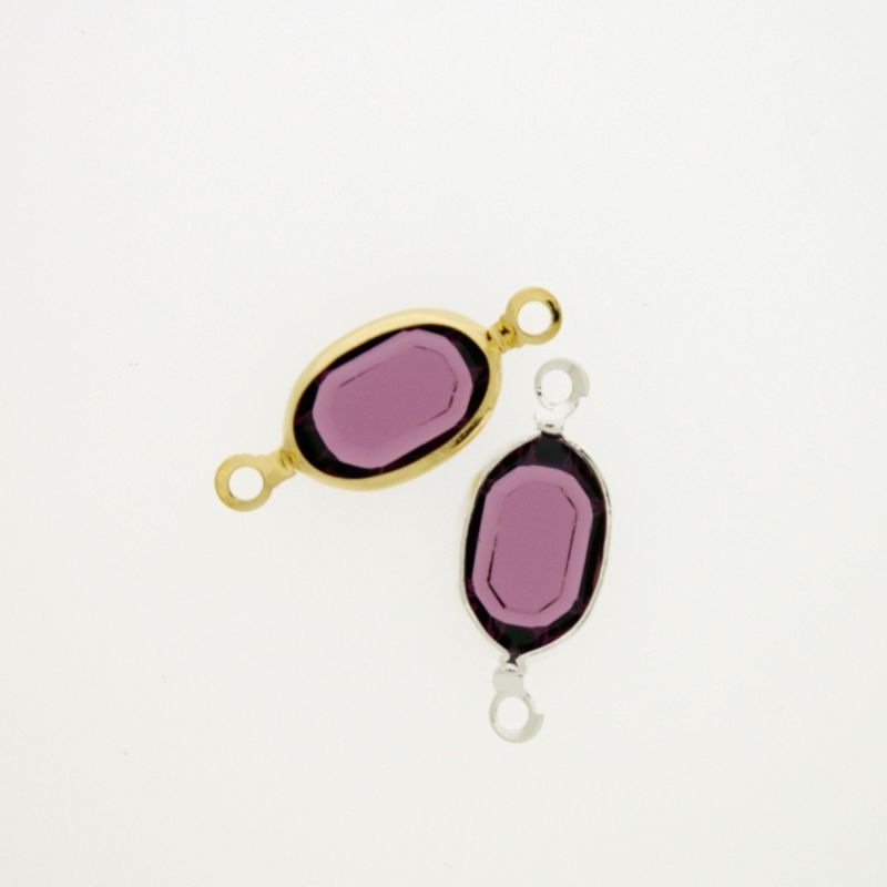 Oval strass 8x12mm amethyst colour. Length 21mm