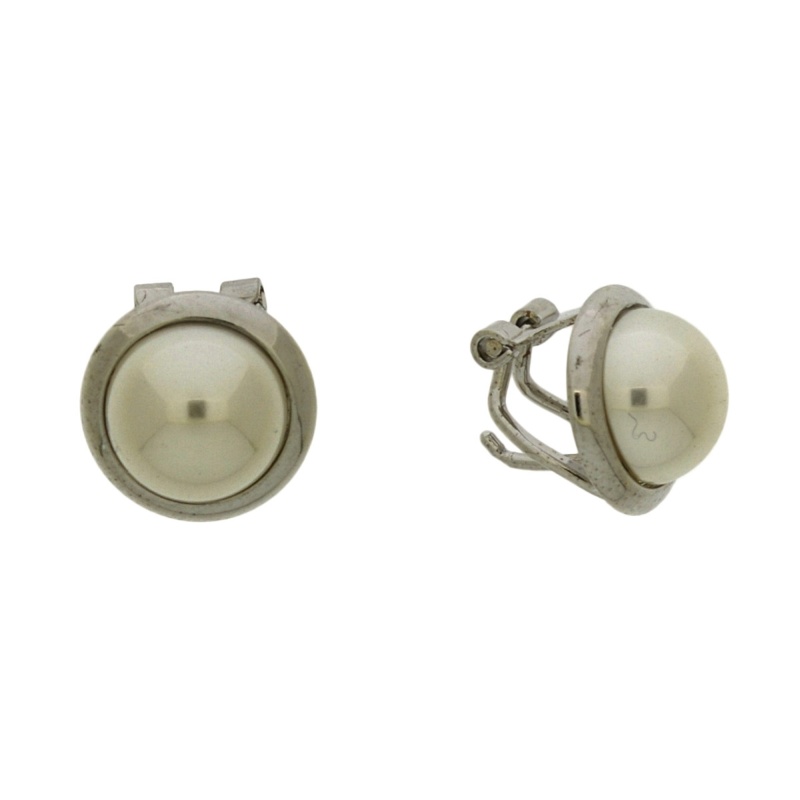 [630461000] Earring with omega clip with half pearl Ø10mm