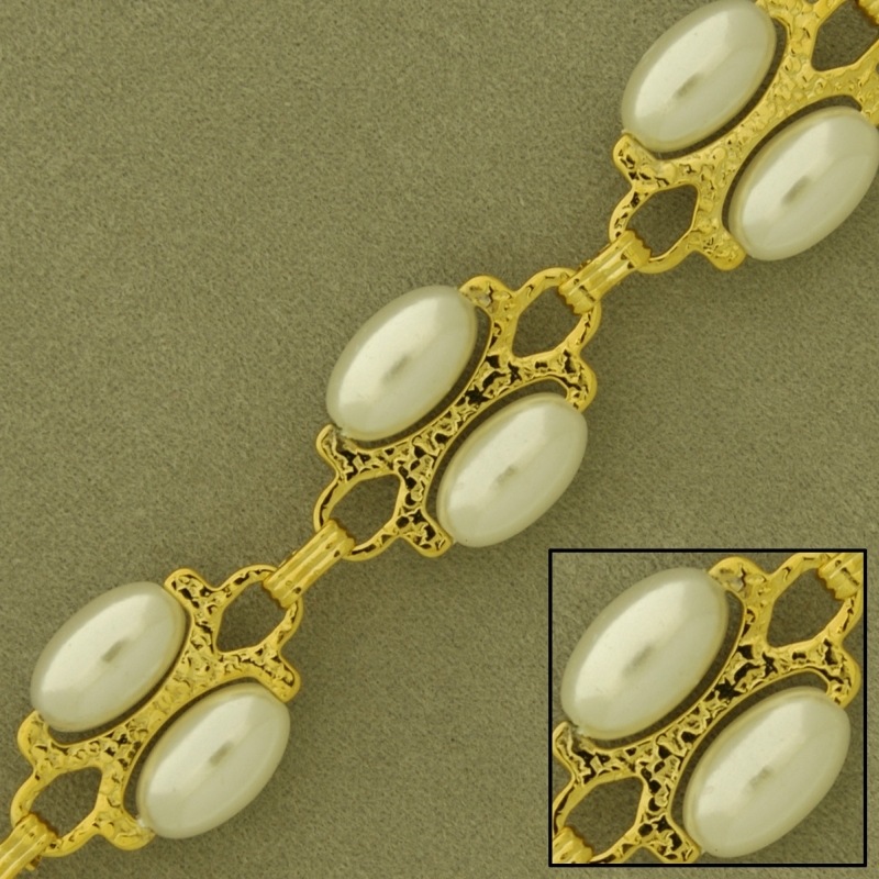 Cadena de latón con perla ancho 14,2mm