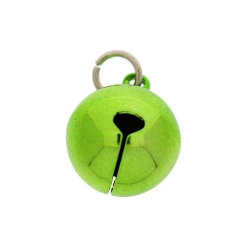 Grelot Ø 20mm couleur vert monté avec un anneau rond Ø9x fil Ø1,4mm