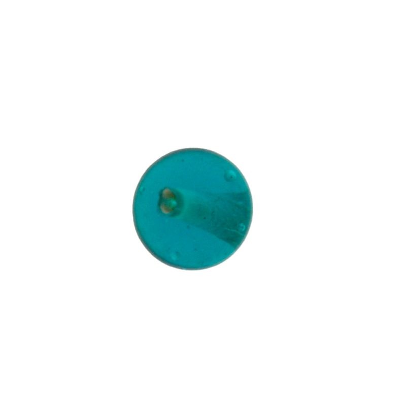 Blue zircon colour glass ball Ø12mm. With two holes.