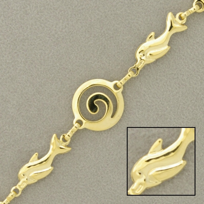 [922231300] Cadena de latón pez y espiral ancho 13mm
