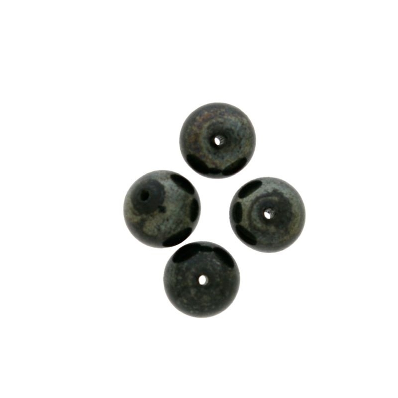 [445110800] Boule de verre Ø8mm couleur hématite. Avec trou passant.