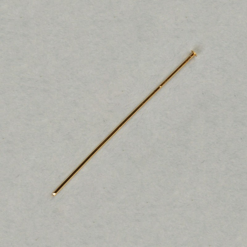 [110755000] Tige en laiton longueur52mm à tête plate. Fil Ø 0,6mm. Tête plate Ø 1,75mm.