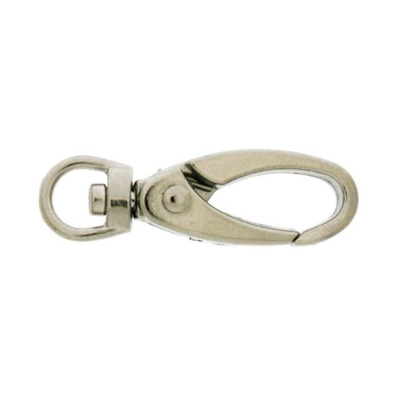 [640460000] Mousqueton de zamak nickelé pour sac avec largeur trou pour ruban 19mm